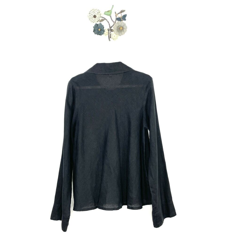Flax Button Front Collared Blouse Linen Shirt Top… - image 6